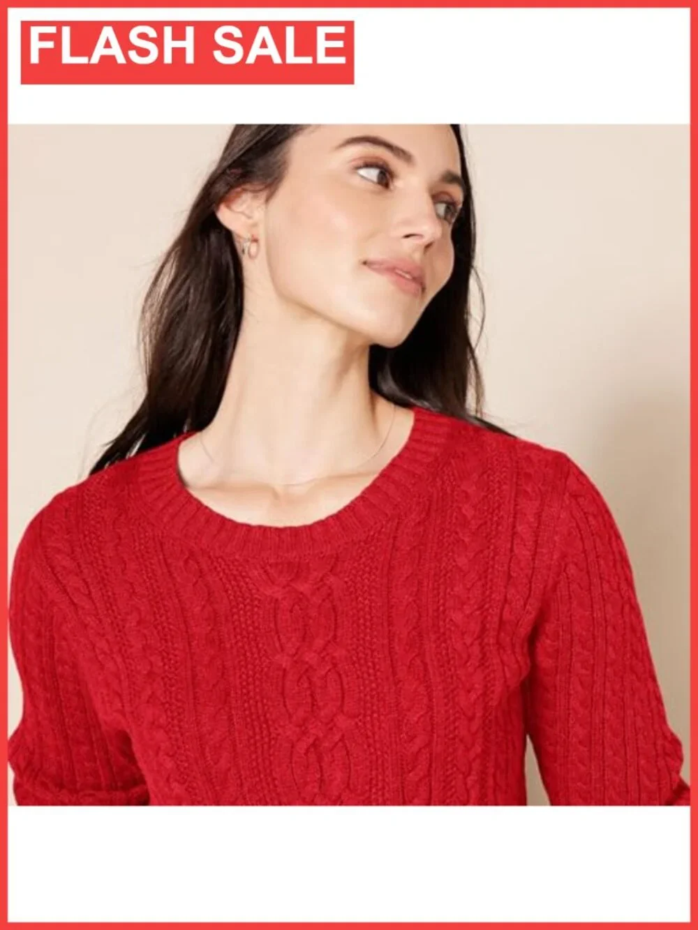 Women's Cotton Cable Knit Crewneck Pullover Sweater Regular Fit